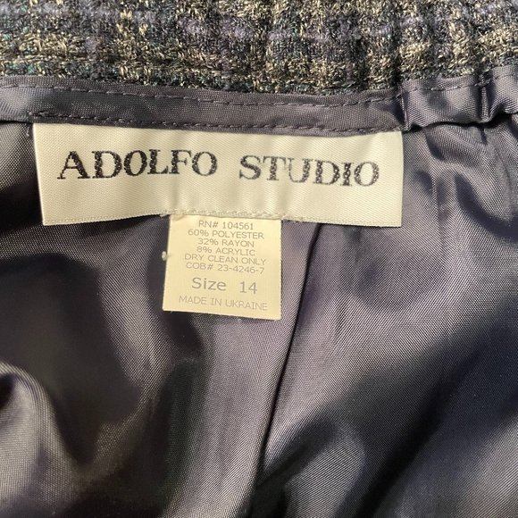 Navy/grey Subtle Plaid Skirt, size 14 - Picture 2 of 4